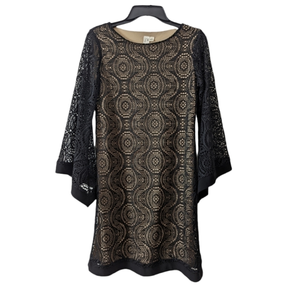 Emma and Michele Black Lace Bell Sleeve Whimsygoth Mini Dress Size S